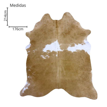 Tapete Bovino Natural Bege e Branco I BC033