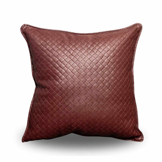 Almofada Liora - Tramada em couro legítimo vinho
